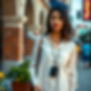 Long shirt with slits accessorized for a casual outing