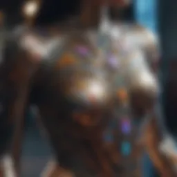 Stunning metallic rave top showcasing intricate designs and vibrant colors