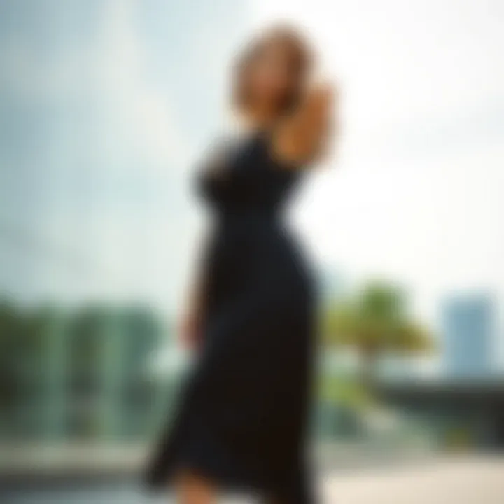 Elegance in Midi Fashion Elegant midi dress showcasing curvy silhouette