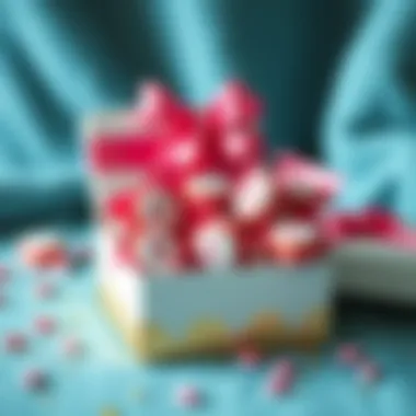 Trendy gift box filled with monogram candy, highlighting modern gifting practices