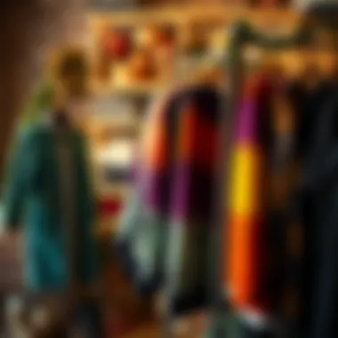 Seasonal Display of Multicolor Duster Cardigan A seasonal display of the multicolor duster cardigan in a cozy setting