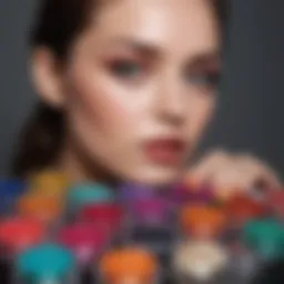 Close-up view of vibrant nail shimmer powder in assorted colors