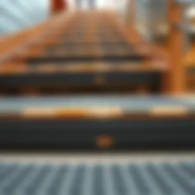 Close-up view of non-slip strips on outdoor stairs showcasing texture and grip.