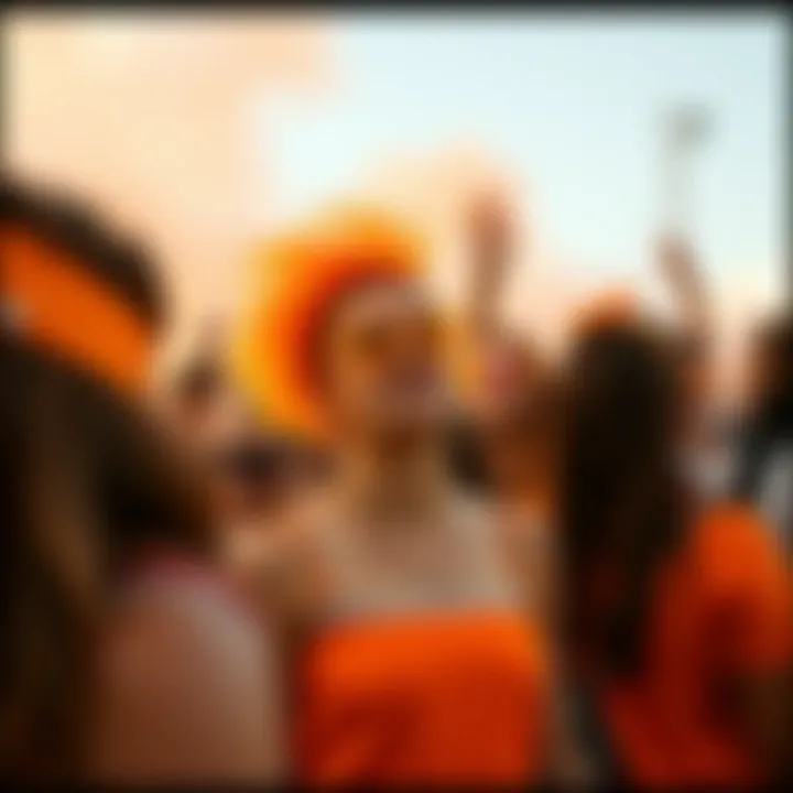 Community and Identity in Orange Rave Culture Group of festival-goers enjoying an orange-themed rave experience