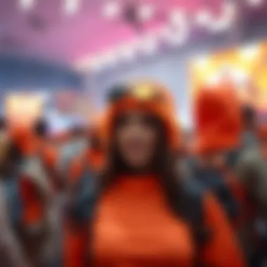 A Vibrant Display of Orange Rave Fashion Vibrant orange rave set showcased at a festival