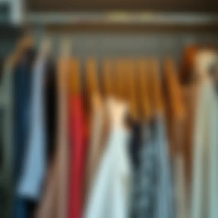 Organized wardrobe featuring multiple items on hangers
