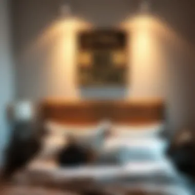 Artistic wall decor enhancing bedroom ambiance