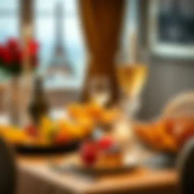 Elegant Table Setting with French Delicacies A beautifully set table with French cuisine