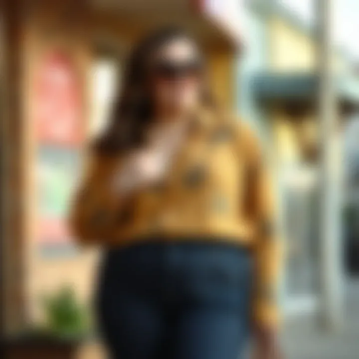 A stylish plus size casual outfit featuring popular fabrics of the 1960s