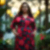 A vibrant floral dress from the 1960s designed for plus size figures