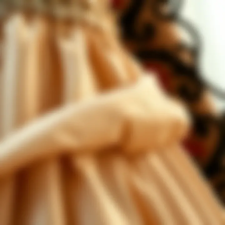 Close-up of luxurious fabric and intricate details on a plus size dress