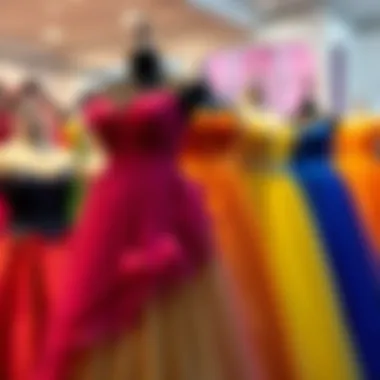 Vibrant color palette of plus size dresses displayed on a mannequin