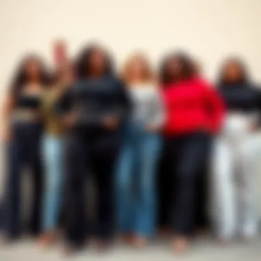 Group of plus size individuals confidently wearing big leg pants