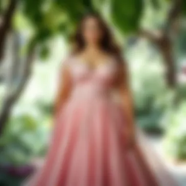 Elegant plus size princess dress in a garden setting