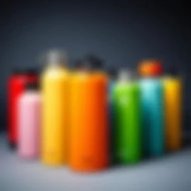 A Stylish Collection of Portable Flasks A group of stylish portable flasks in vibrant colors