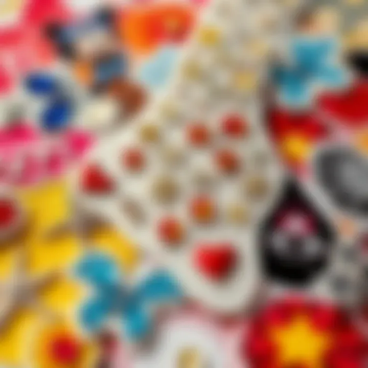 A creative spread of rhinestone stickers on various surfaces showcasing their versatility.