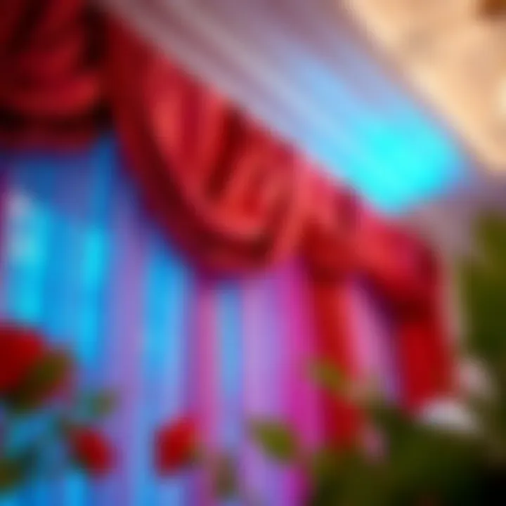 Vibrant colored satin curtains enhancing a festive atmosphere