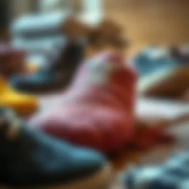 Materials of Shoe Shaped Rugs A close-up of various materials used in shoe shaped rugs