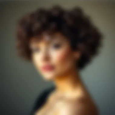 A beautiful model wearing a short curly wig with different styling options