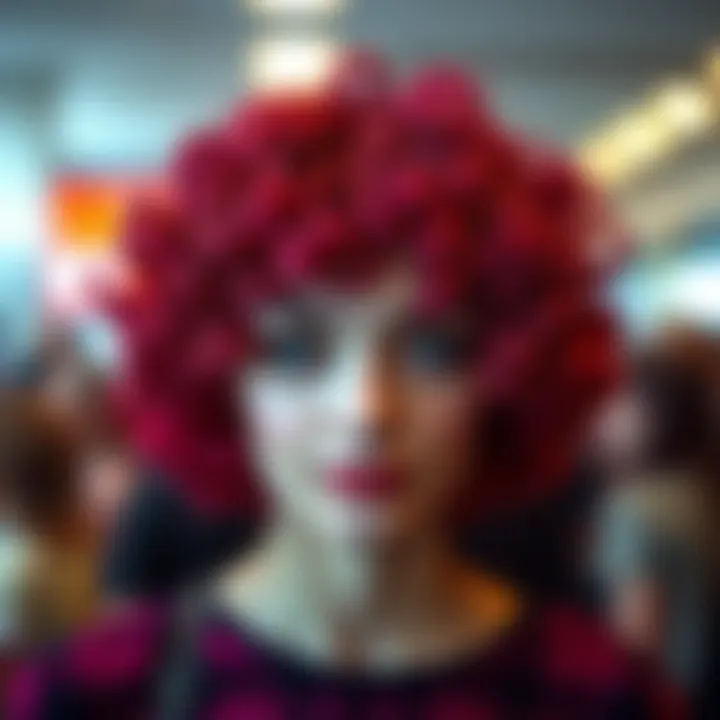 Stylish short curly wig showcasing vibrant hair color