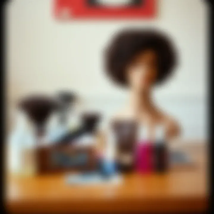 A well-organized wig care kit next to a short curly wig