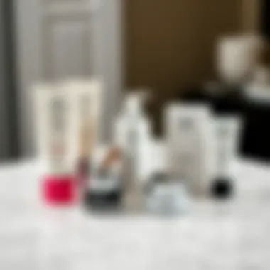 Various skincare products on a marble surface