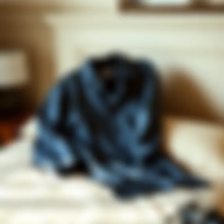 Silk Nightshirt on Display A stylish silk nightshirt showcased on a plush bed