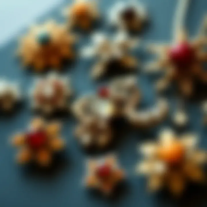 Diversity in Design: Brooch Pin Styles A close-up view of various brooch pin styles displayed artistically