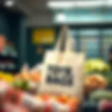 Innovative supermarket tote bag design showcasing functionality.