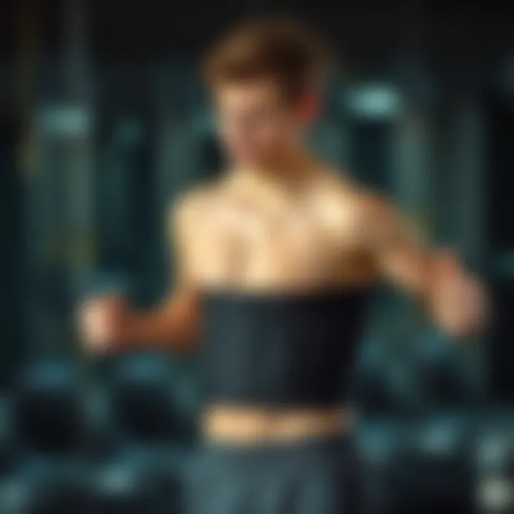 Using a Sweat Ab Belt During Exercise Individual engaging in a workout while using a sweat ab belt