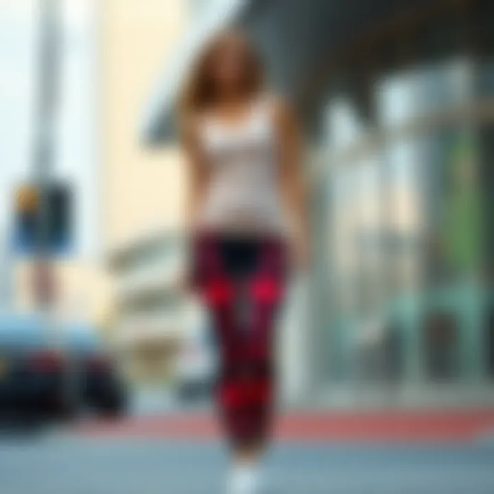 Stylish outfit pairing heart butt leggings with a casual top