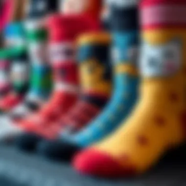 A creative display of assorted customized socks in different styles