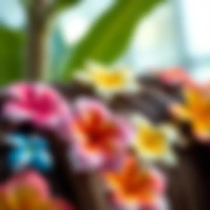 Close-up of a diverse range of plumeria flower clip designs