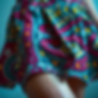 Intricate Patterns and Textures on Skort Close-up of intricate patterns and textures on a colorful skort design