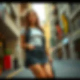 A stylish woman showcasing a trendy skort outfit in an urban setting