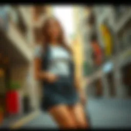 A stylish woman showcasing a trendy skort outfit in an urban setting