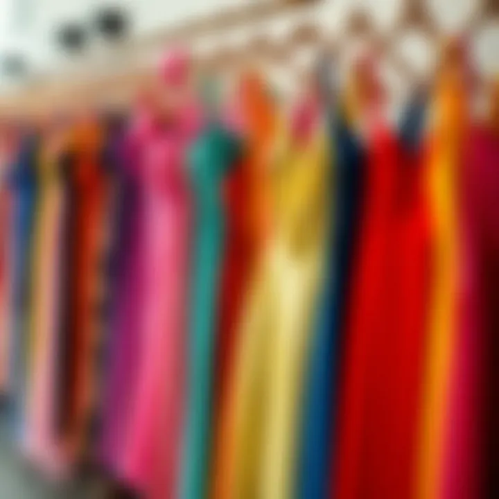 Array of colorful sexy little dresses hanging