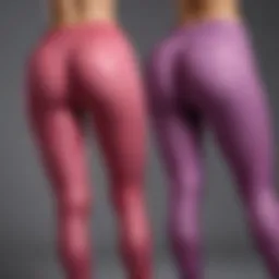 An elegant display of scrunch bum gym leggings in various colors and patterns.
