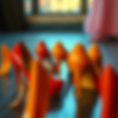 Care and Maintenance of Pyramid Heel Footwear Pyramid heels arranged with care for maintenance tips