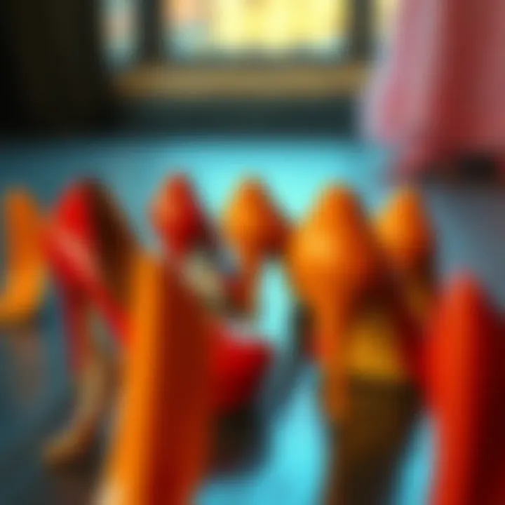 Care and Maintenance of Pyramid Heel Footwear Pyramid heels arranged with care for maintenance tips