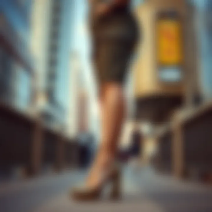 Stylish Ensemble Featuring Pyramid Heels Fashionable outfit paired with pyramid heels in an urban environment