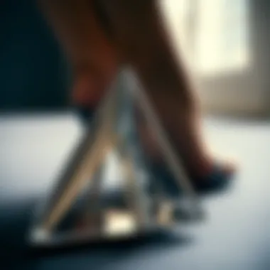 Detailed View of Pyramid Heel Design Close-up of pyramid heel structure showcasing geometry