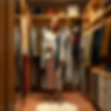 An individual curating their closet with personalized organization methods