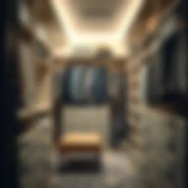 A spacious closet showcasing innovative storage solutions and dressers