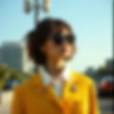 A modern outfit adorned with unique decorative pins.