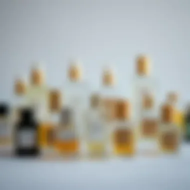 A collection of perfume spray vials displayed elegantly