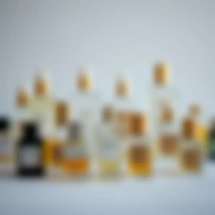 A collection of perfume spray vials displayed elegantly