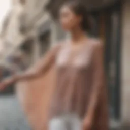 Elegant chiffon poncho draped over a stylish outfit