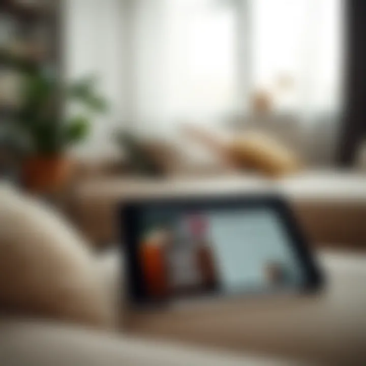 Care instructions for maintaining plush sofa covers displayed on a tablet