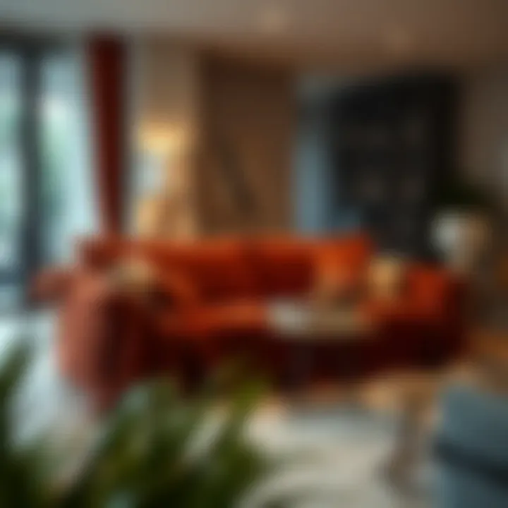 Elegant plush sofa cover draping over modern furniture